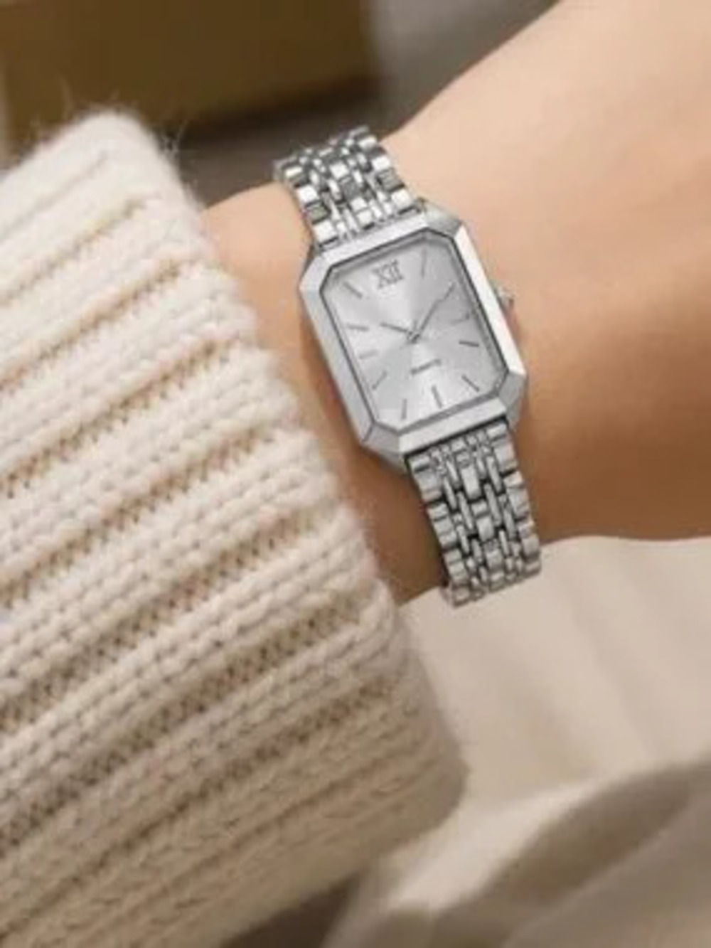 Silver Rectangular-Link Women's Watch - Picture 5 of 5